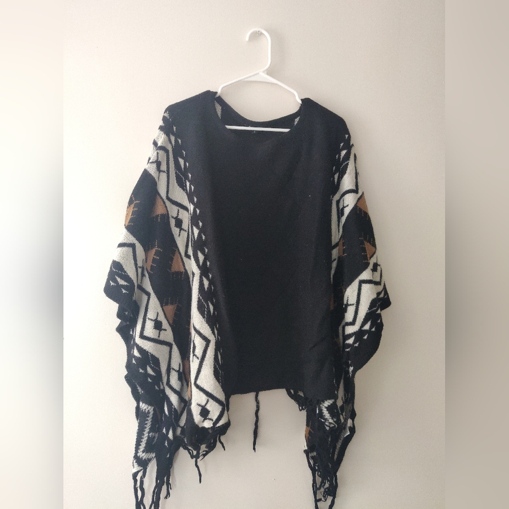 Batwing Sleeve Knit Poncho
